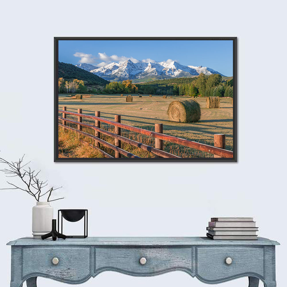 Colorado Hay Bales Wall Art in a room, landscape