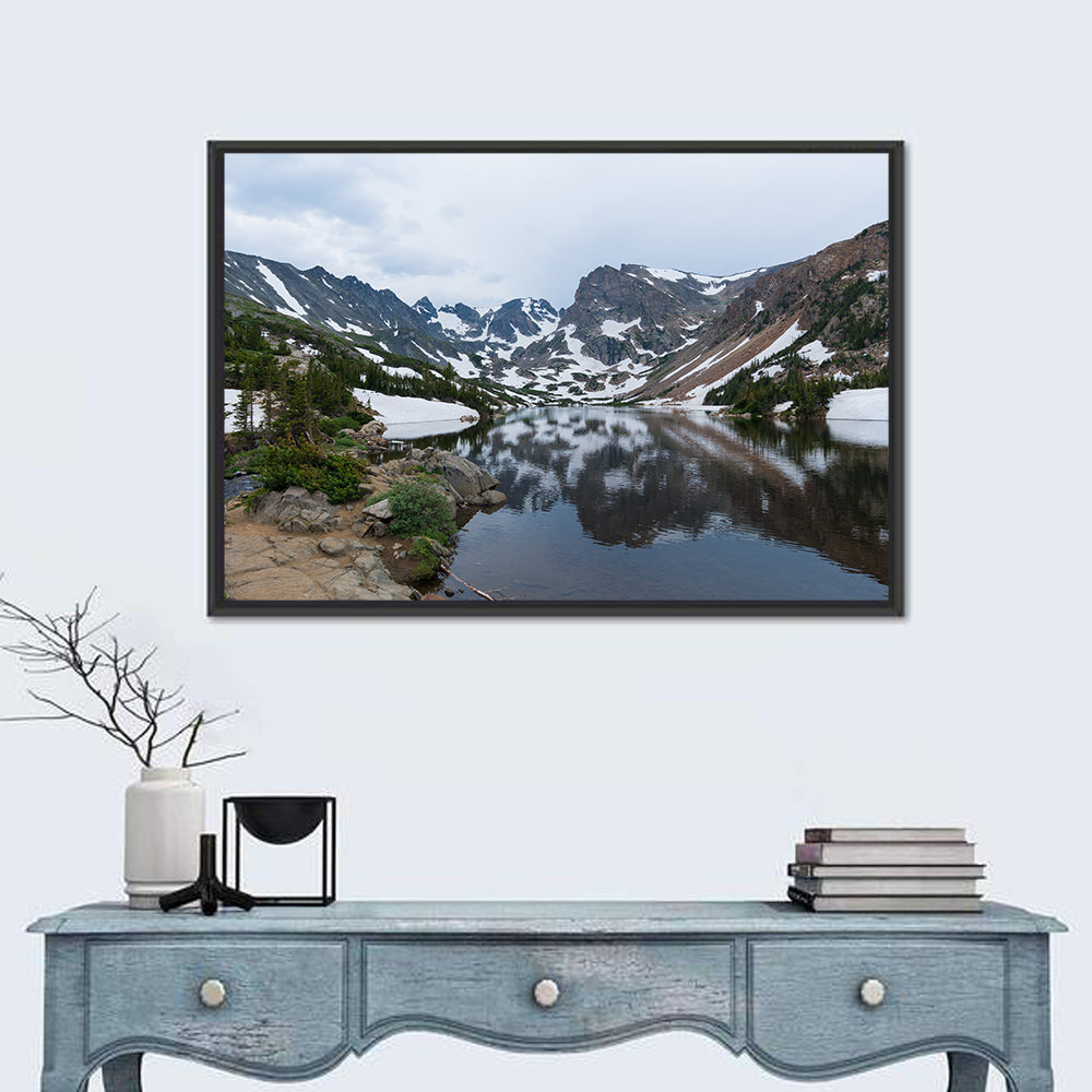 Lake Isabelle Reflection Wall Art in a room, landscape