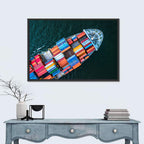 Container Ship Aerial View Wall Art