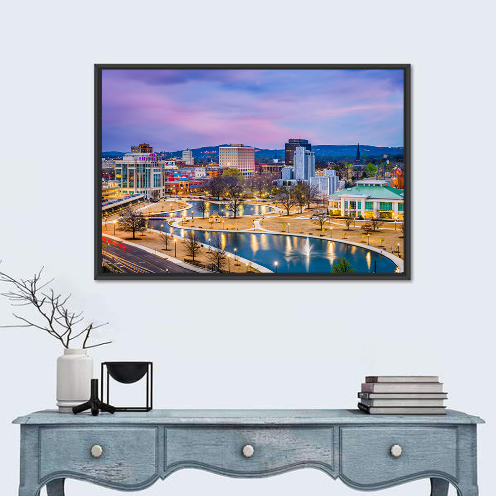 Huntsville Twilight at Big Spring Park Wall Art in a room, landscape