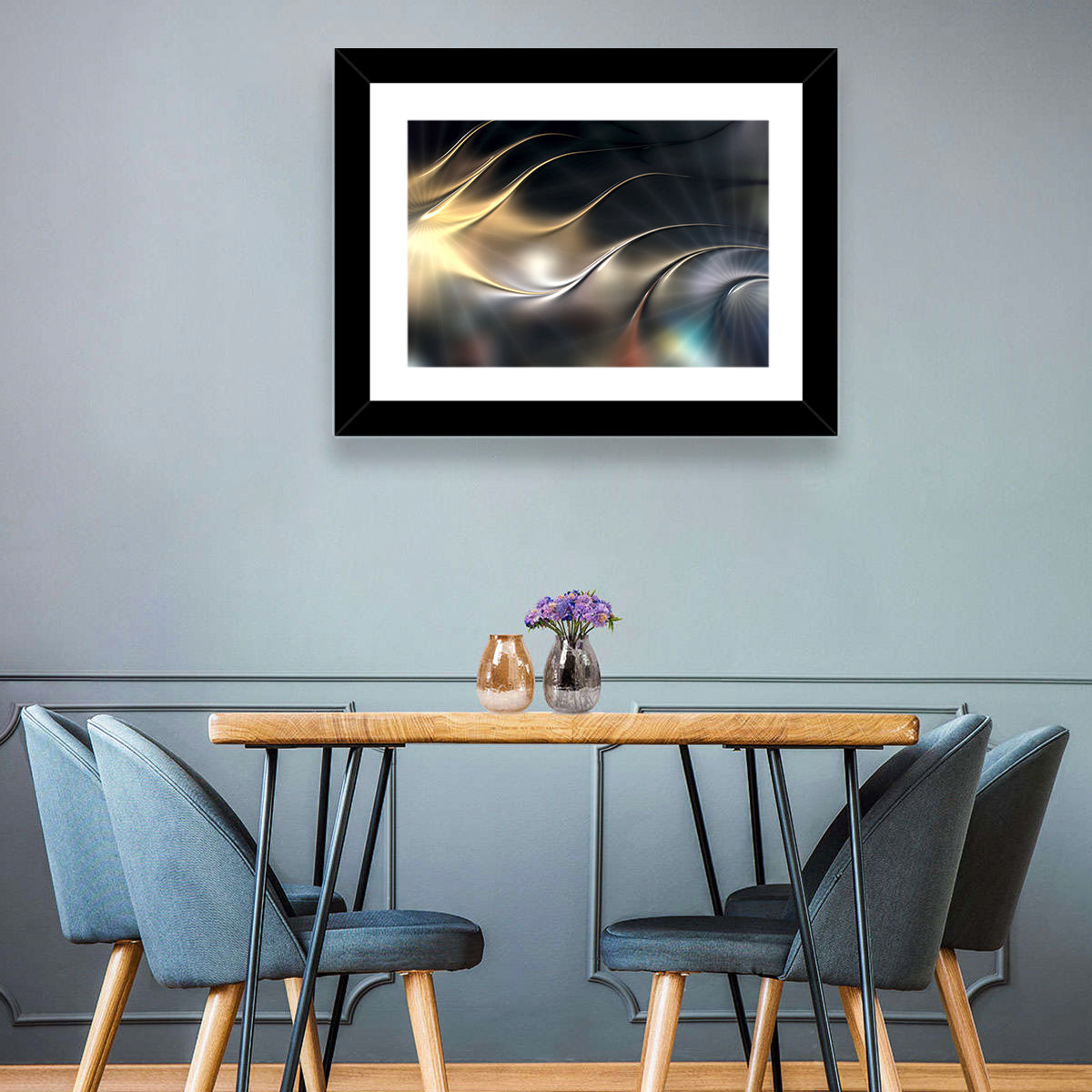 Luminous Metallic Wave Wall Art