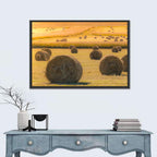 Hay Bales at Golden Hour Wall Art