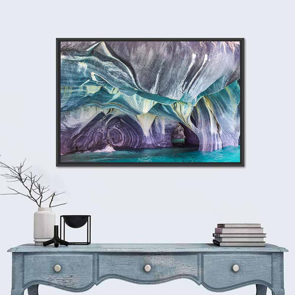 Marble Caves of Lake General Carrera Wall Art in a room, landscape