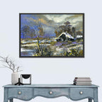 Winter Cottage by the River Wall Art