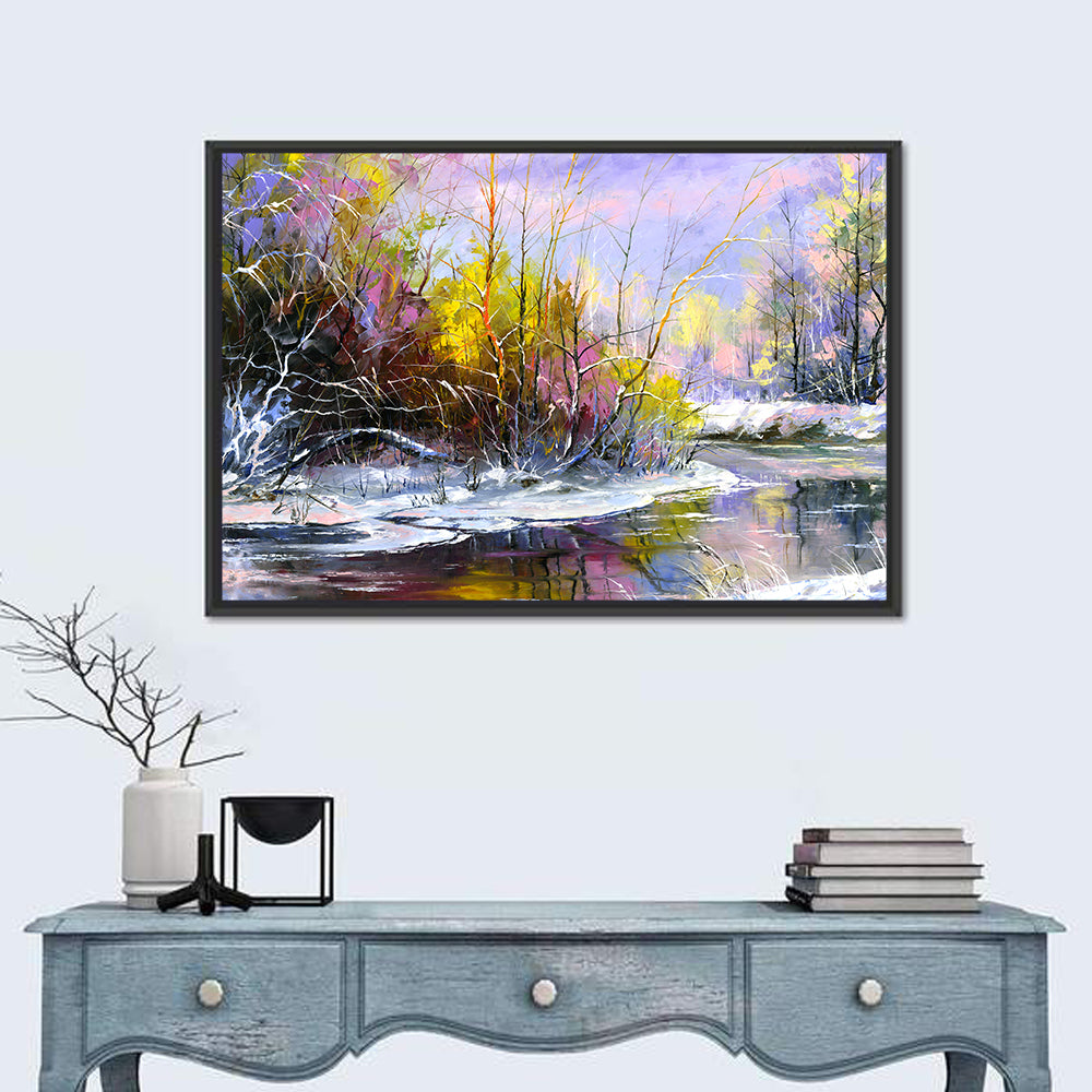 Snowy Winter River Wall Art