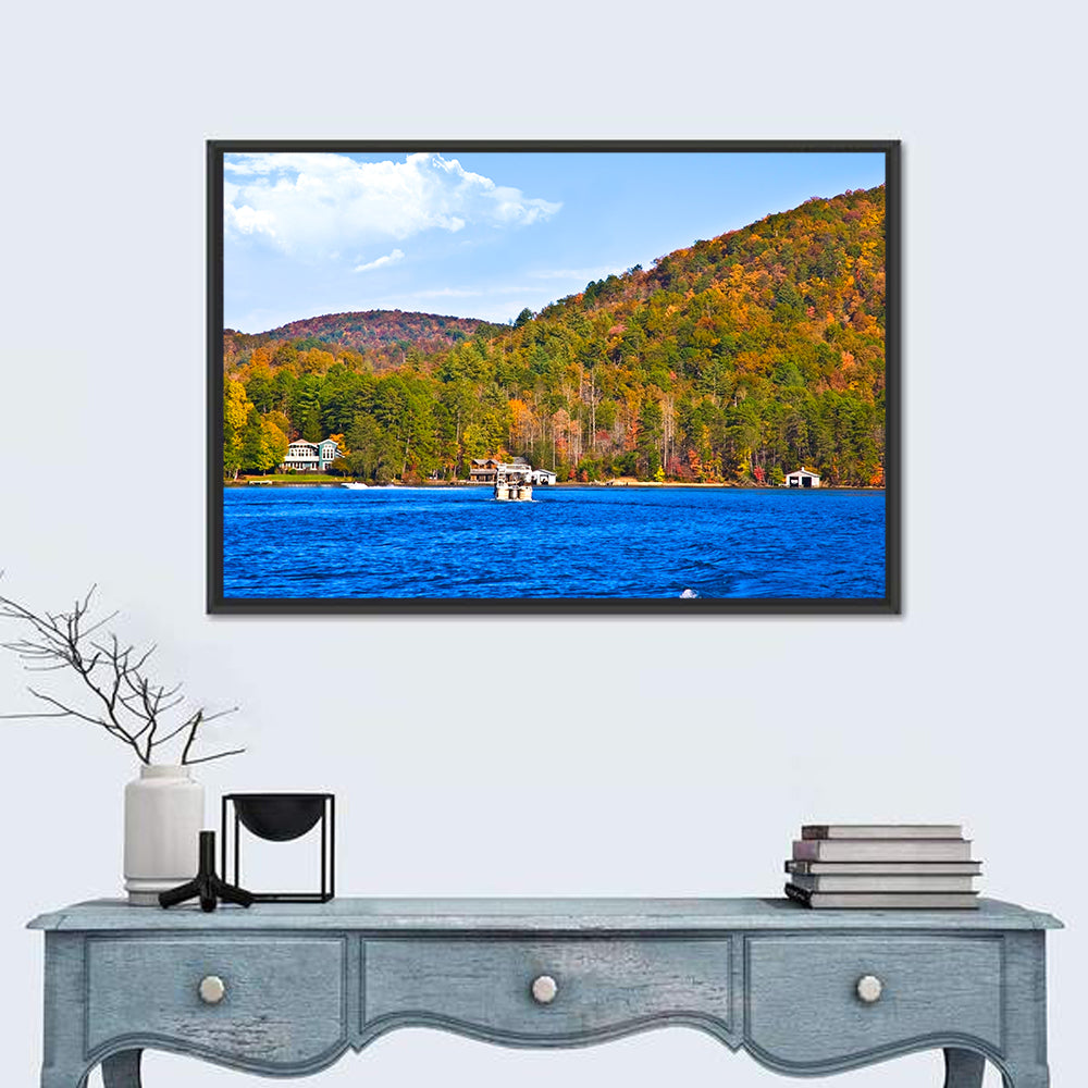 Lake Burton Autumn View Wall Art in a room, landscape