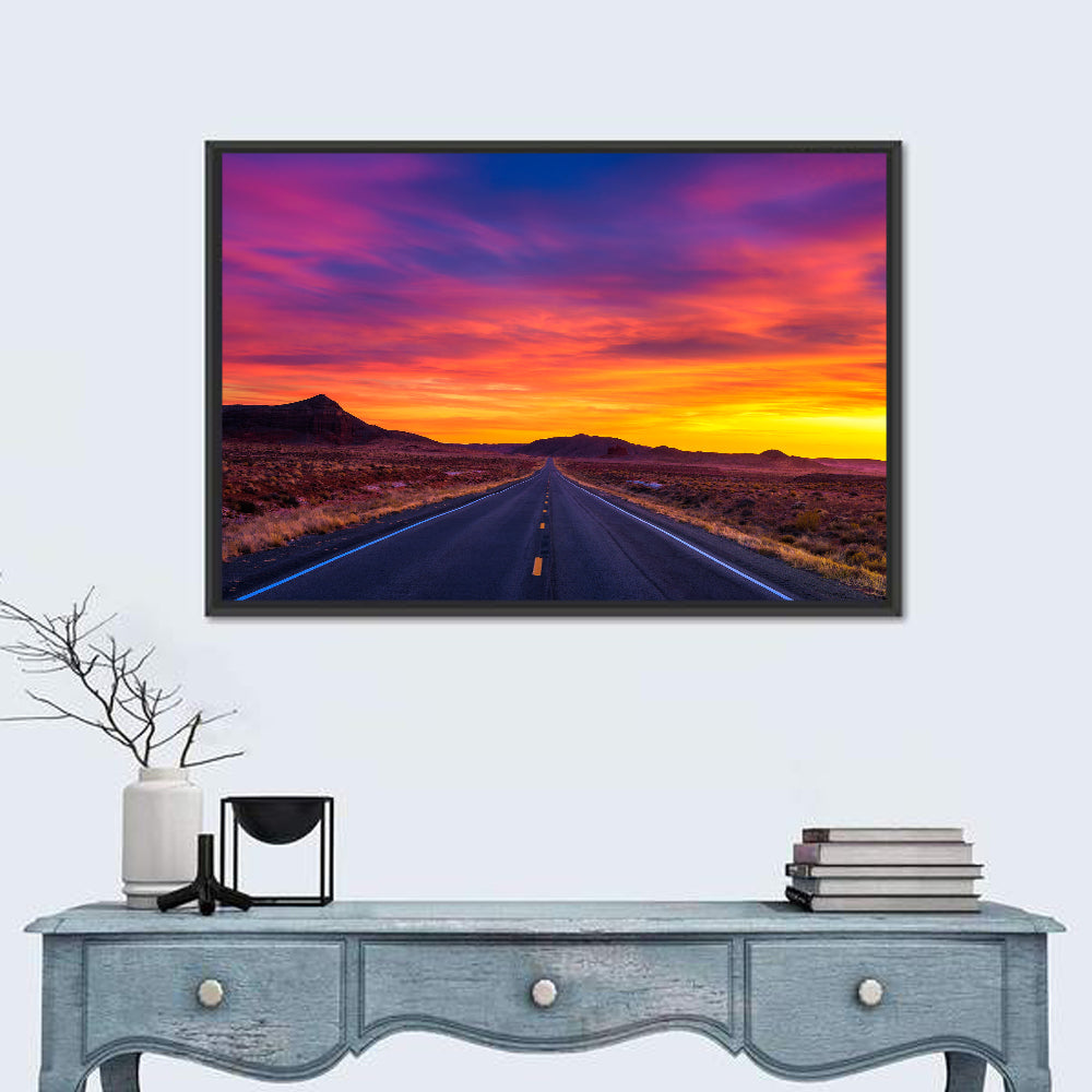 Infinite Desert Road Sunset Wall Art