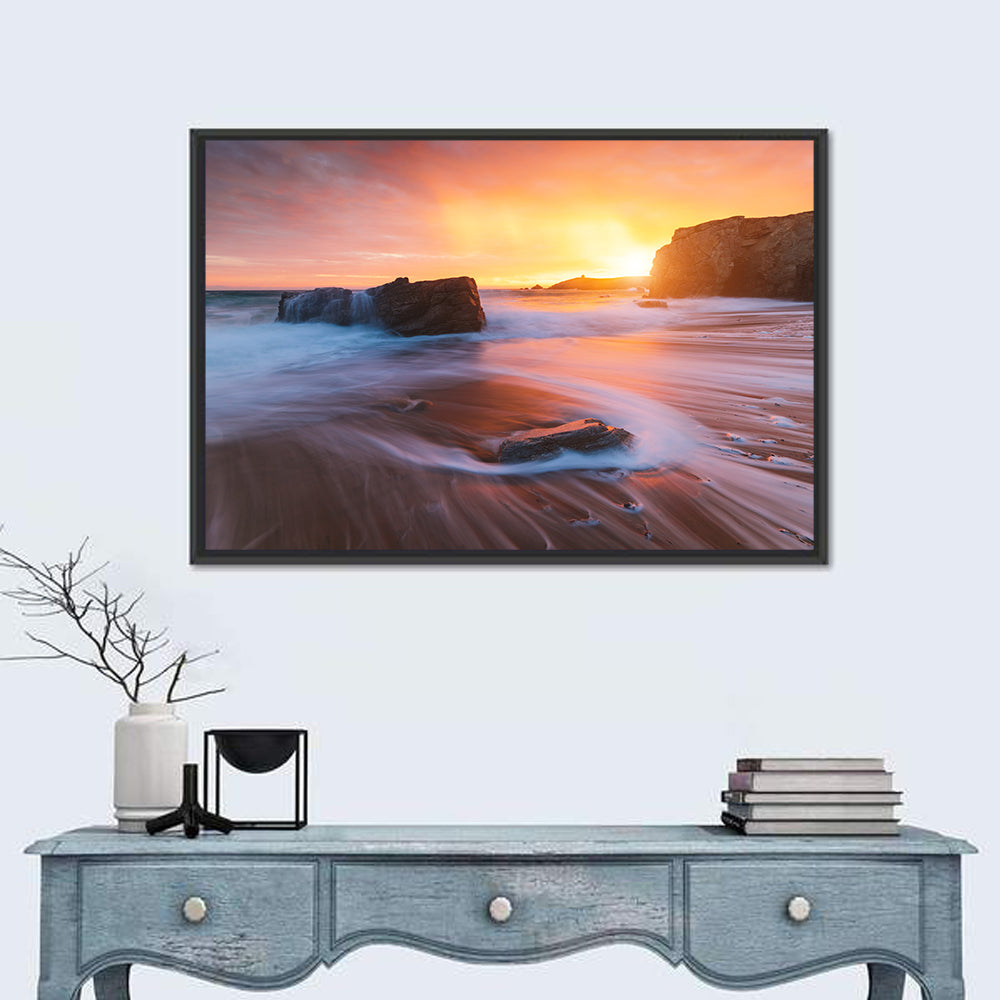 Quiberon Beach Sunset Wall Art in a room, landscape