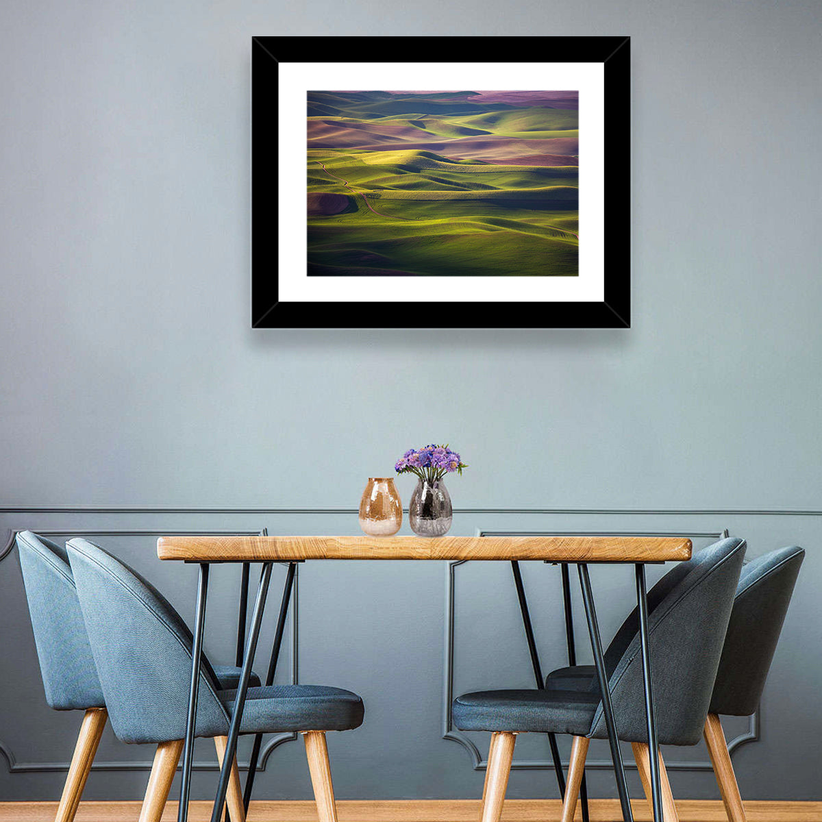Palouse Farmland at Golden Hour Wall Art in a room, landscape