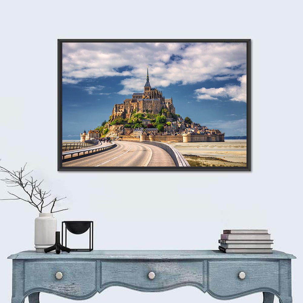 Mont Saint-michel at Low Tide Wall Art in a room, landscape