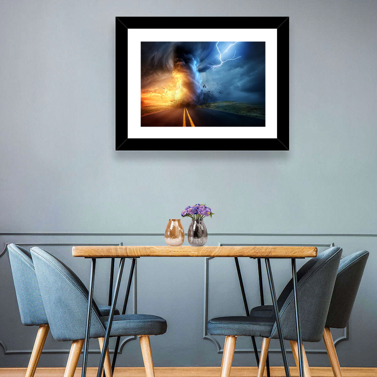 Road to a Twisting Tornado Wall Art in a room, landscape