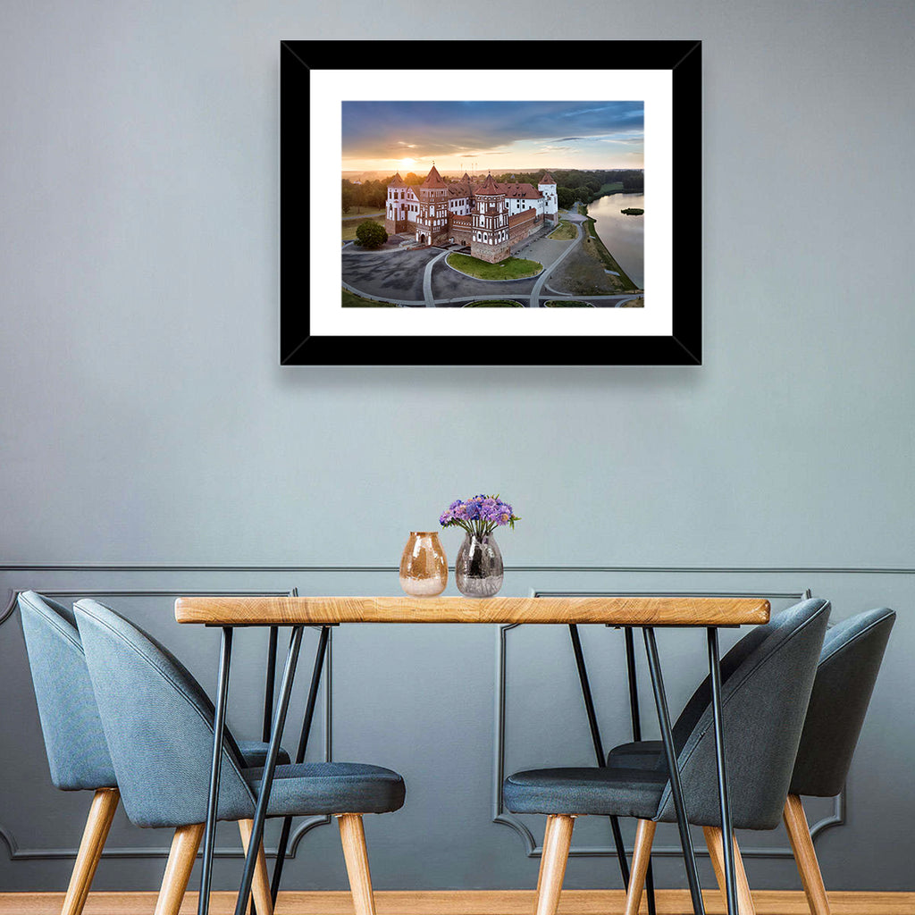 Mir Castle Sunrise Over Lake Wall Art