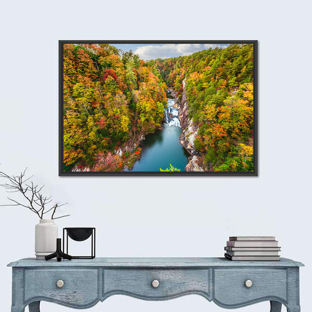 Tallulah Gorge Waterfall Wall Art in a room, landscape
