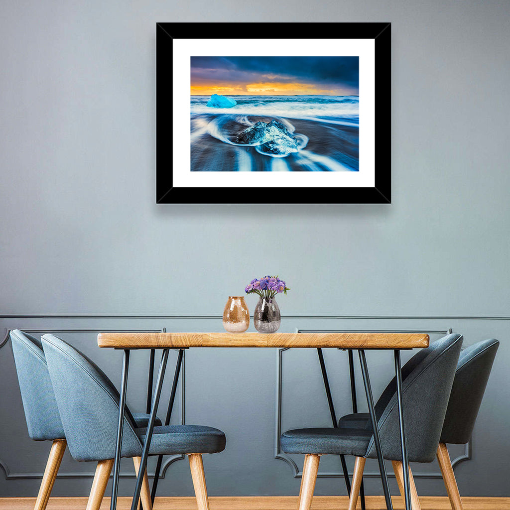 Diamond Beach Ice at Dusk Wall Art