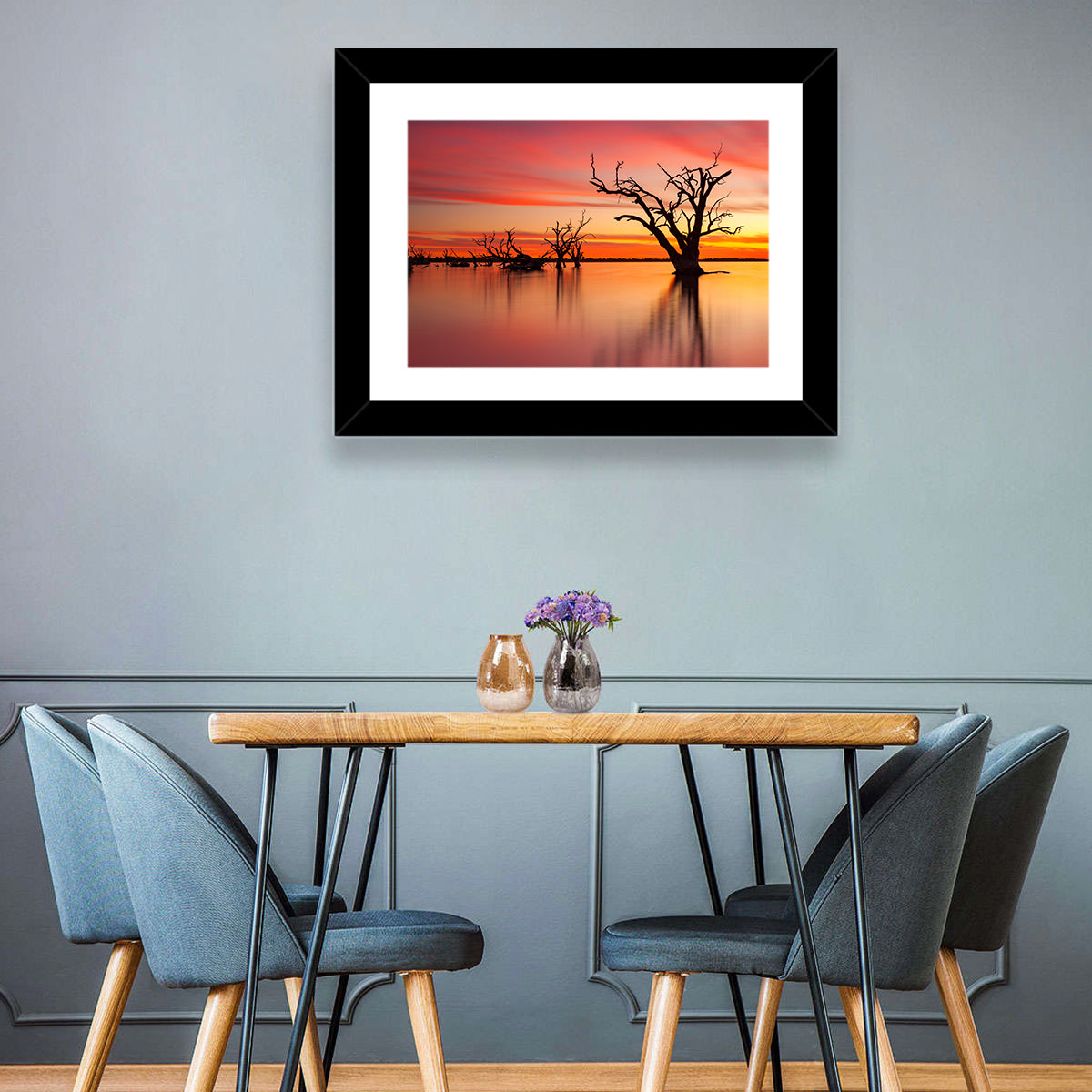 Lake Bonney Sunset Reflections Wall Art in a room, landscape