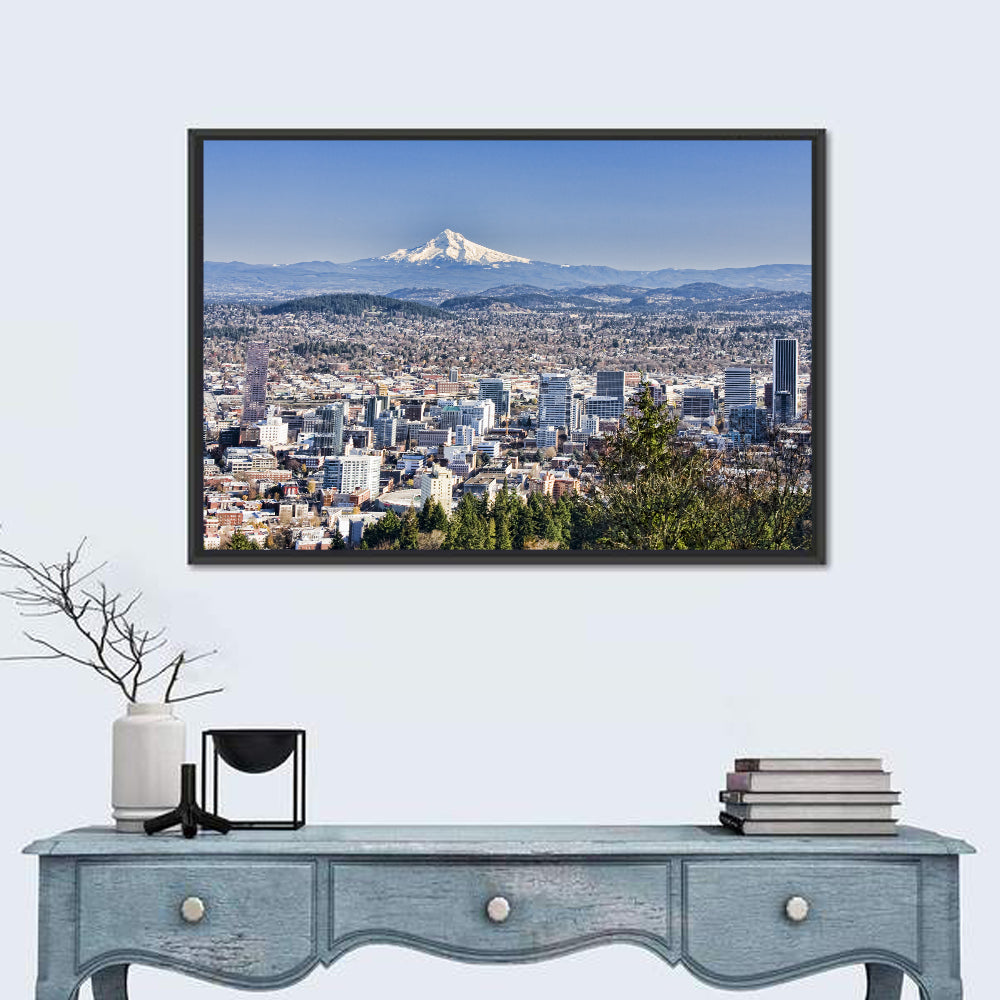 Portland Skyline with Mount Hood Wall Art