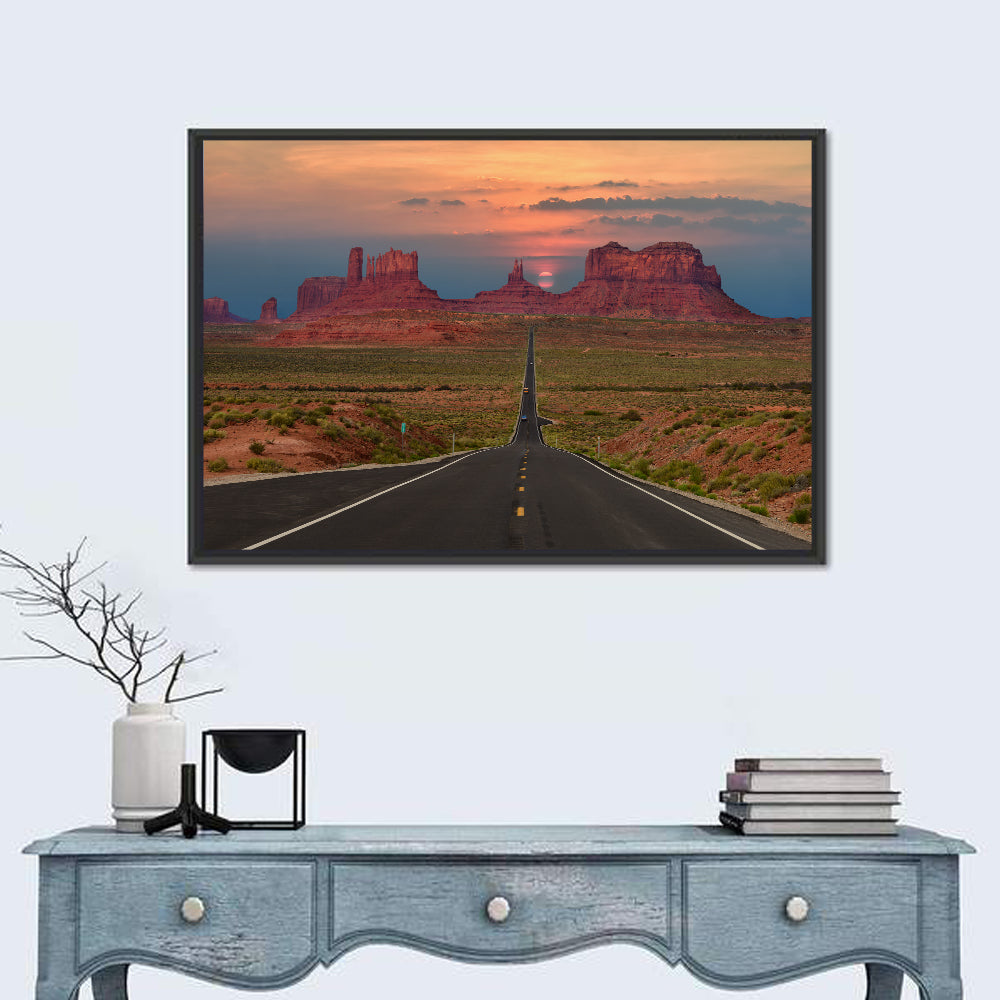 Tribal Park Monument Valley Sunset Wall Art in a room, landscape