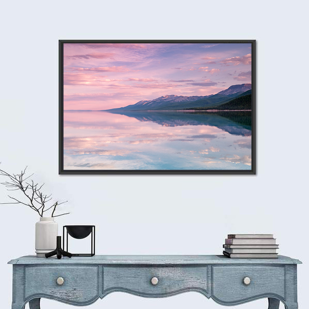 Lake Khovsgol Reflection Wall Art in a room, landscape