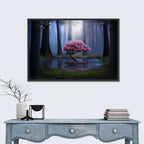 Moonlit Cherry Blossom Reflection Wall Art