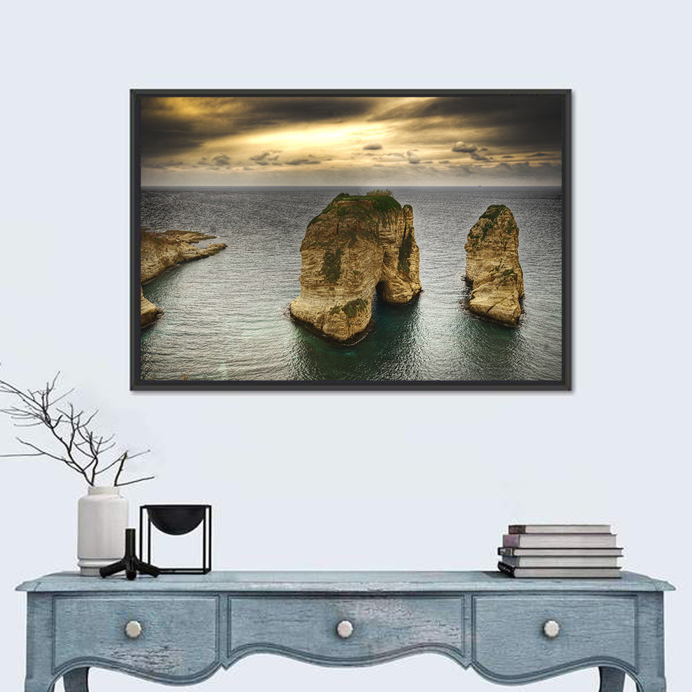 Pigeon Rocks, Raouché Wall Art in a room, landscape