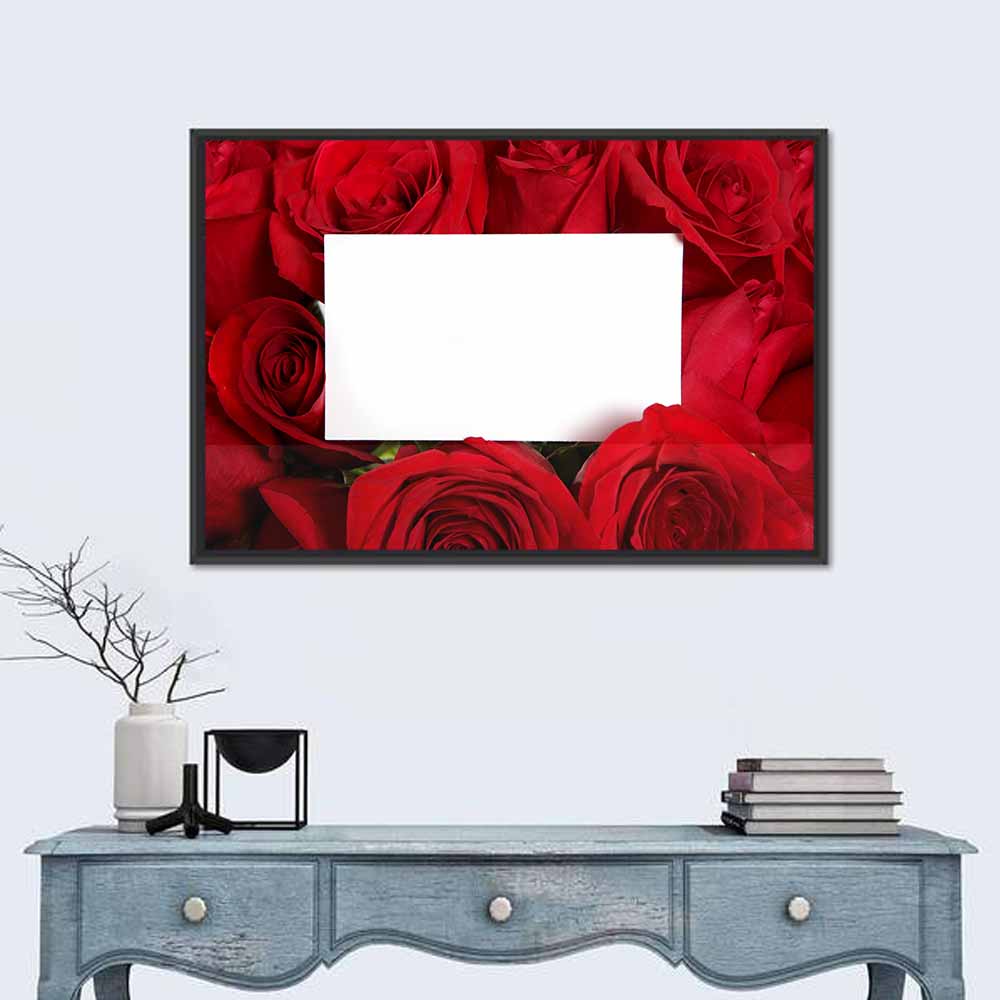 Rose Frame with White Center Wall Art in a room, landscape