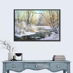 Frozen River with Perched Birds Wall Art