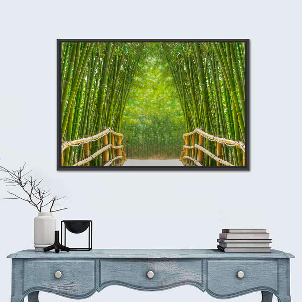 Bamboo Alley Wall Art in a room, landscape