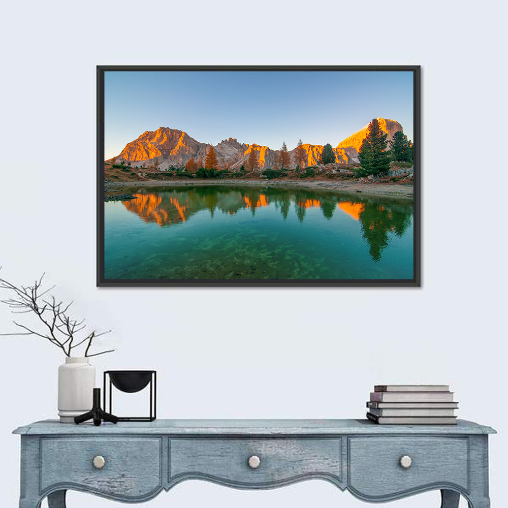 Lago Di Federa Alpenglow Wall Art in a room, landscape