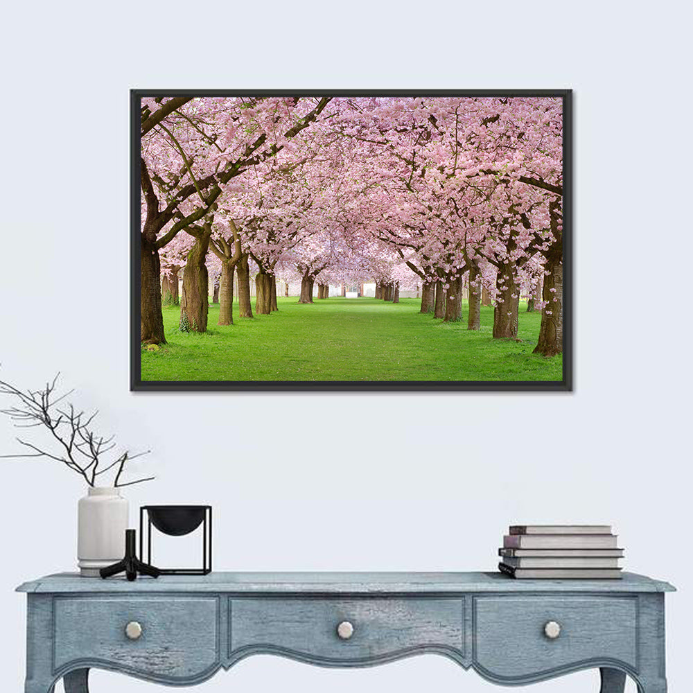 Cherry Blossom Avenue Wall Art in a room, landscape