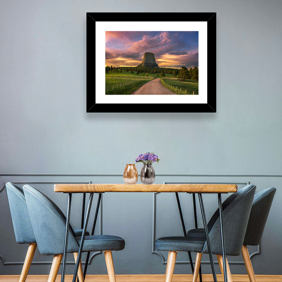 Devils Tower at Sunset Wall Art in a room, landscape