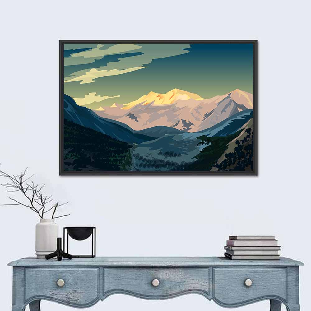 Nanga Parbat Sunrise Illustration Wall Art