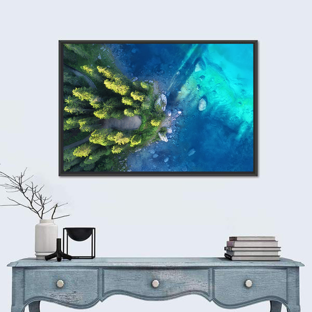 Winding Forest Path by Turquoise Lake Wall Art