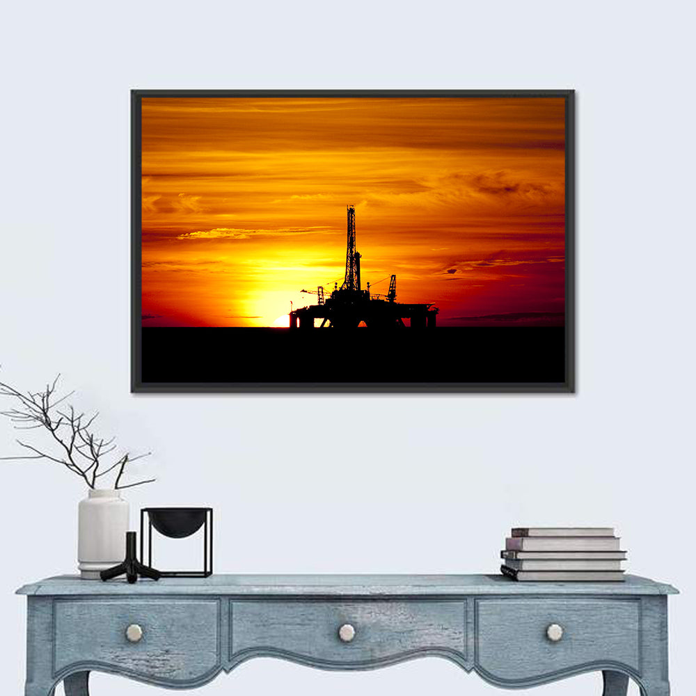 Offshore Oil Rig at Sunset Wall Art