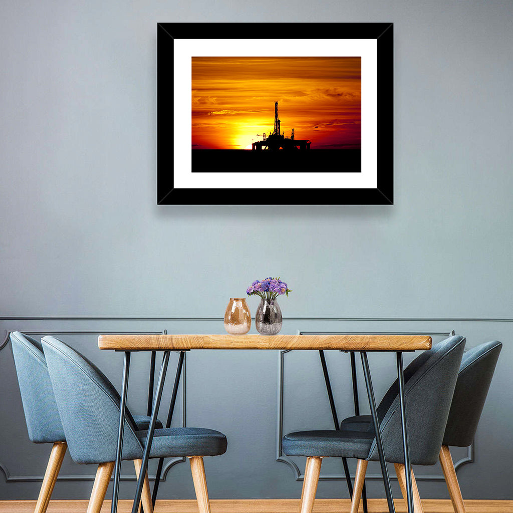 Offshore Oil Rig at Sunset Wall Art