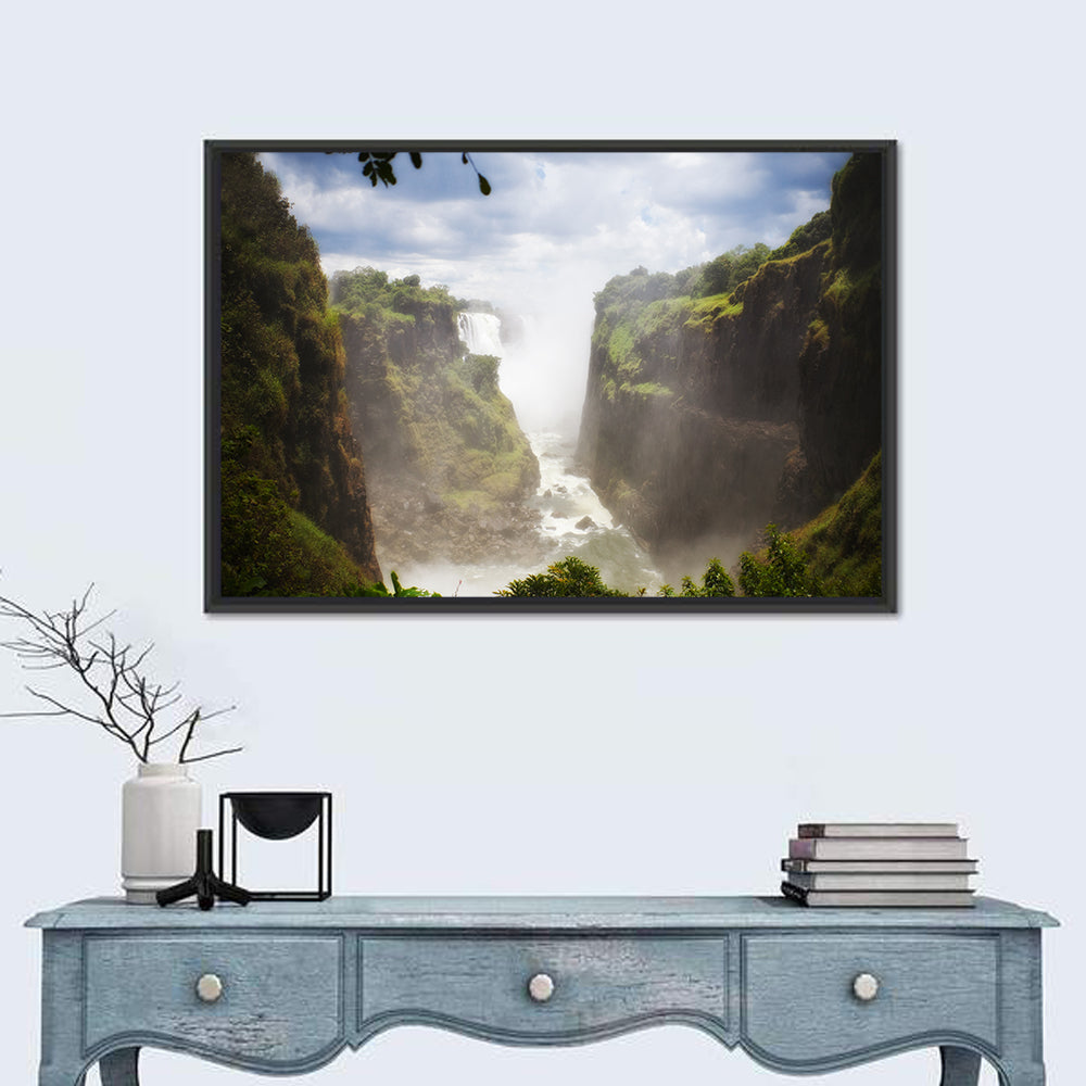 Victoria Falls Zambezi Gorge Wall Art in a room, landscape
