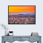 Mount Hood Over Portland Skyline Wall Art