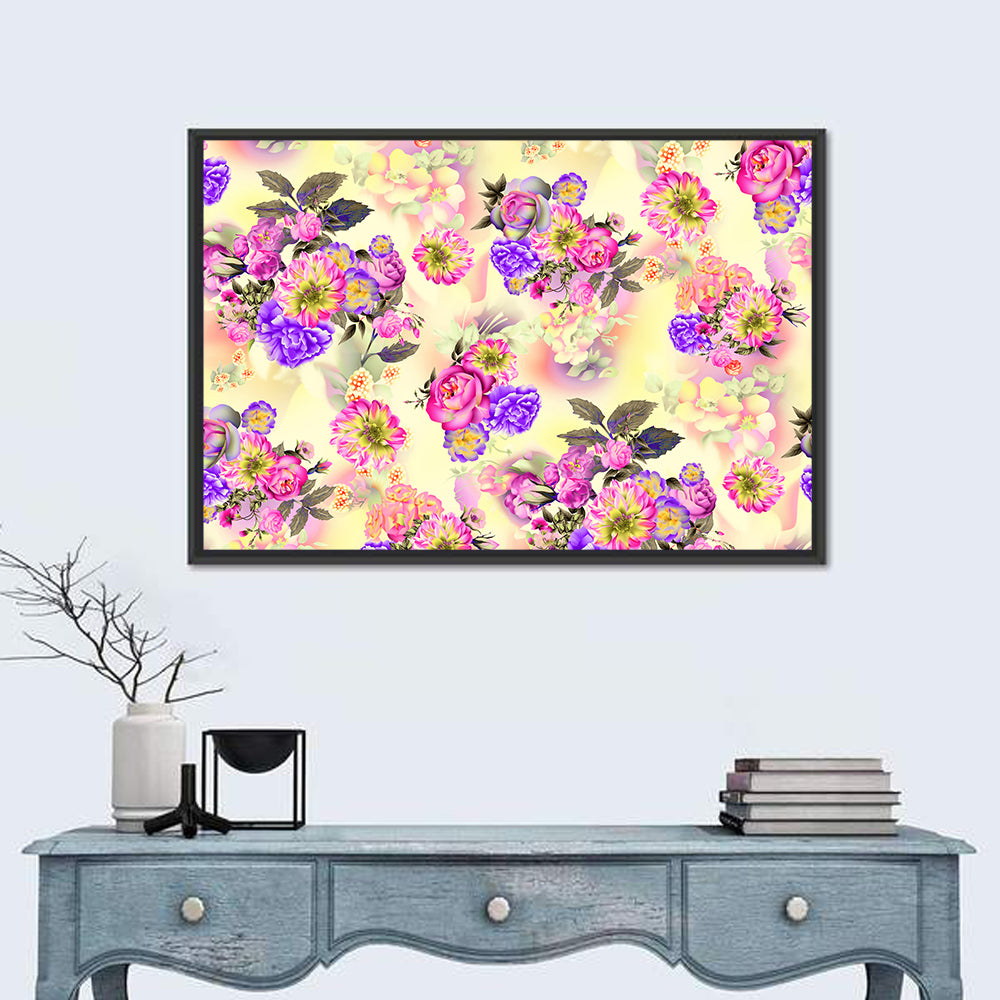 Roses and Iris Floral Pattern Wall Art