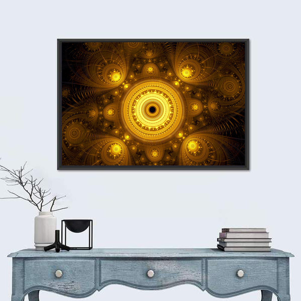 Golden Fractal Mandala Wall Art