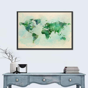 Green World Map Wall Art