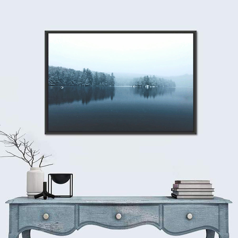 Burr Pond Winter Reflection Wall Art in a room, landscape