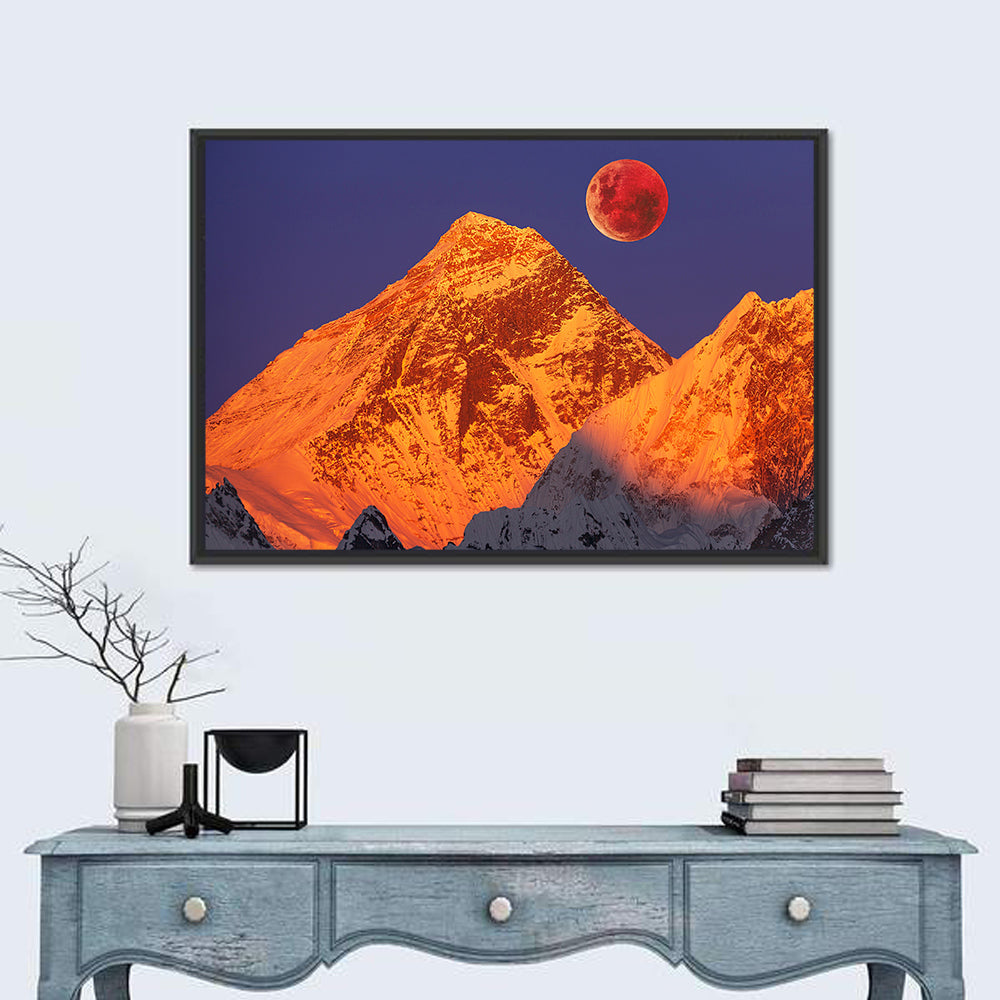 Mount Everest at Sunset Wall Art in a room, landscape