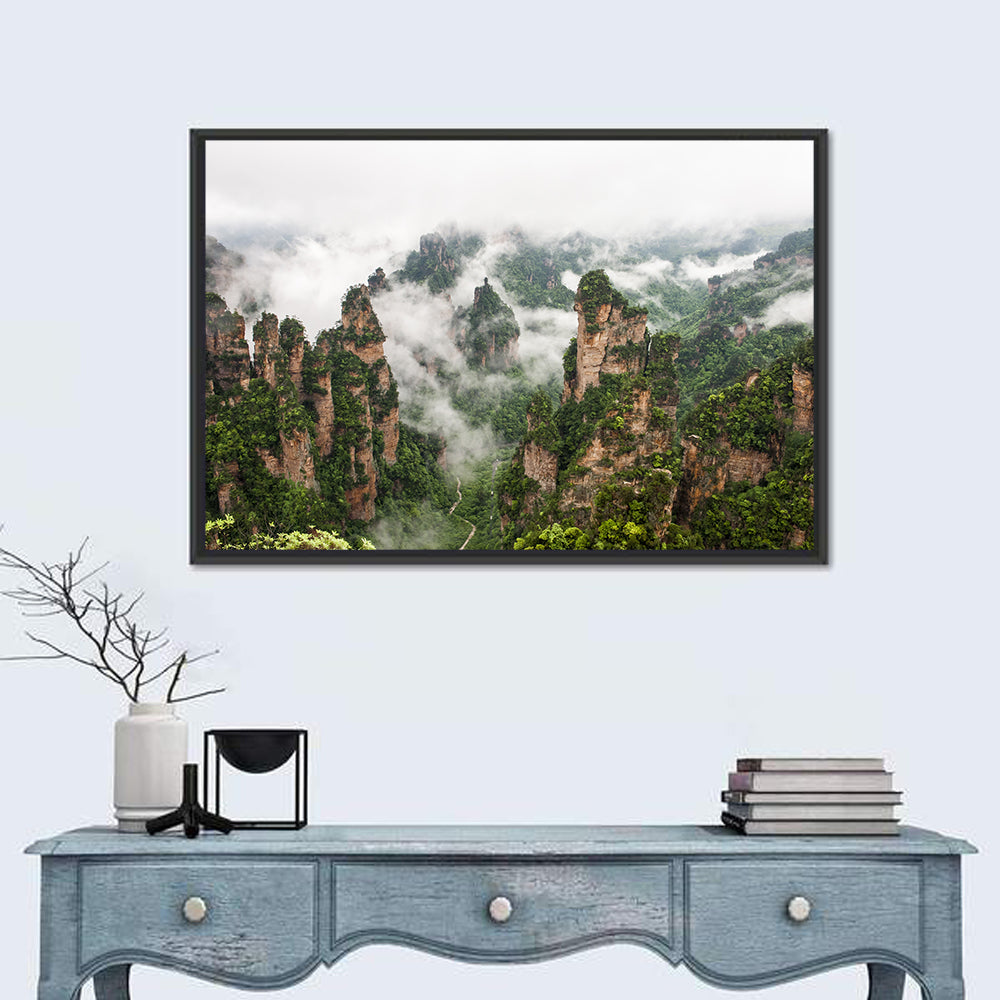 Zhangjiajie Sandstone Pillars Wall Art in a room, landscape