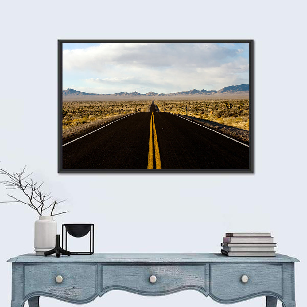 Nevada Desert Highway Wall Art in a room, landscape