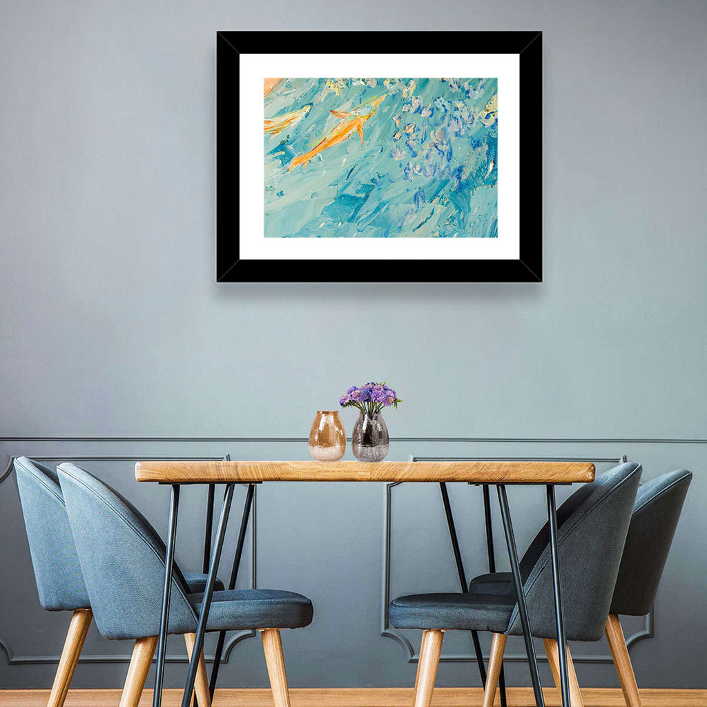 Koi in Blue Abstract Wall Art