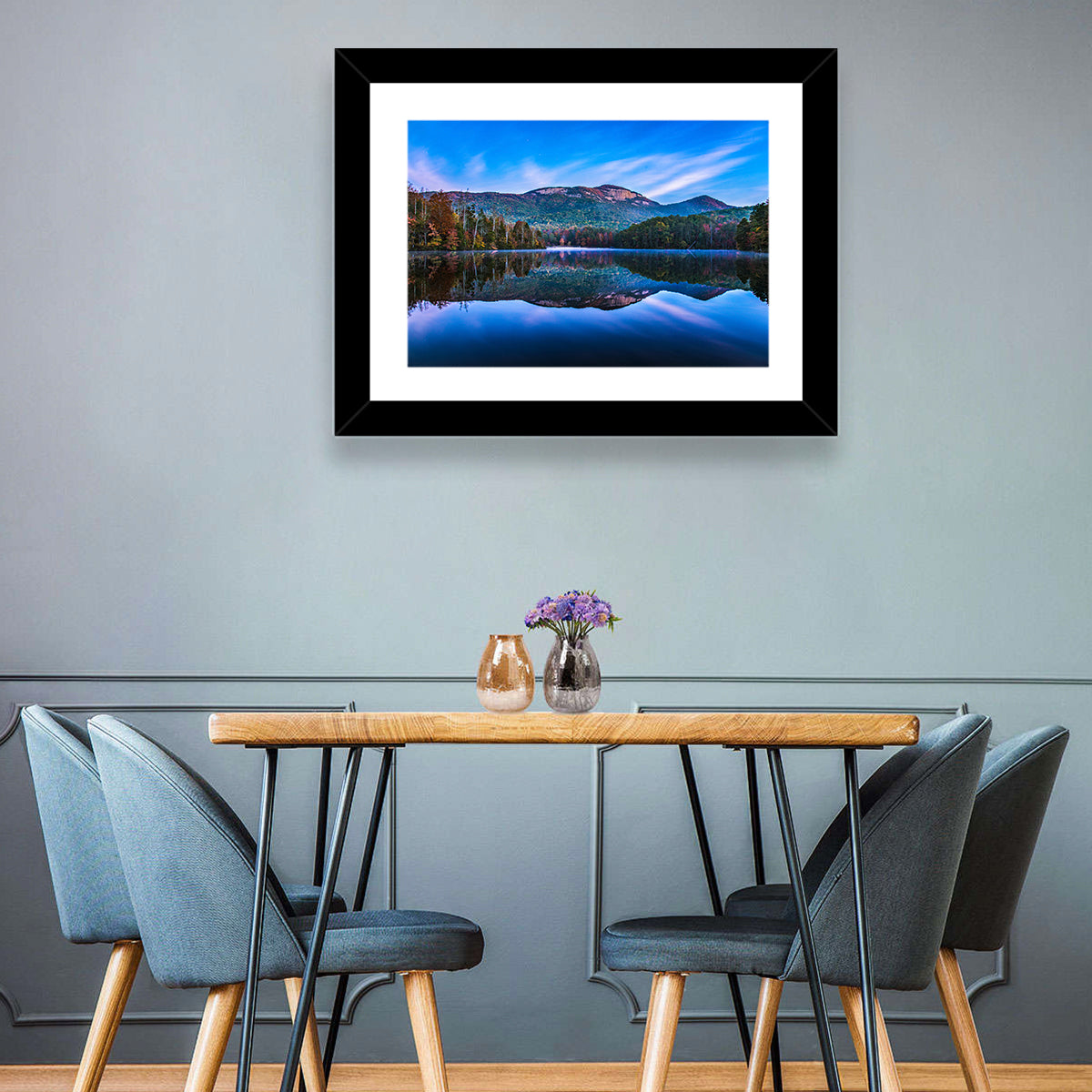Pinnacle Lake Reflection Wall Art in a room, landscape