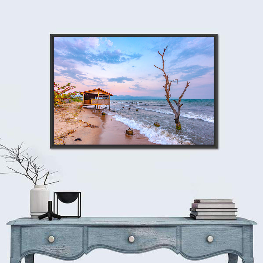 Tanganyika Shoreline at Dusk Wall Art in a room, landscape