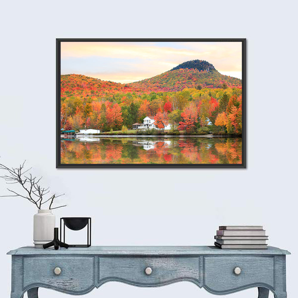 Groton Lakehouse Reflection Wall Art in a room, landscape
