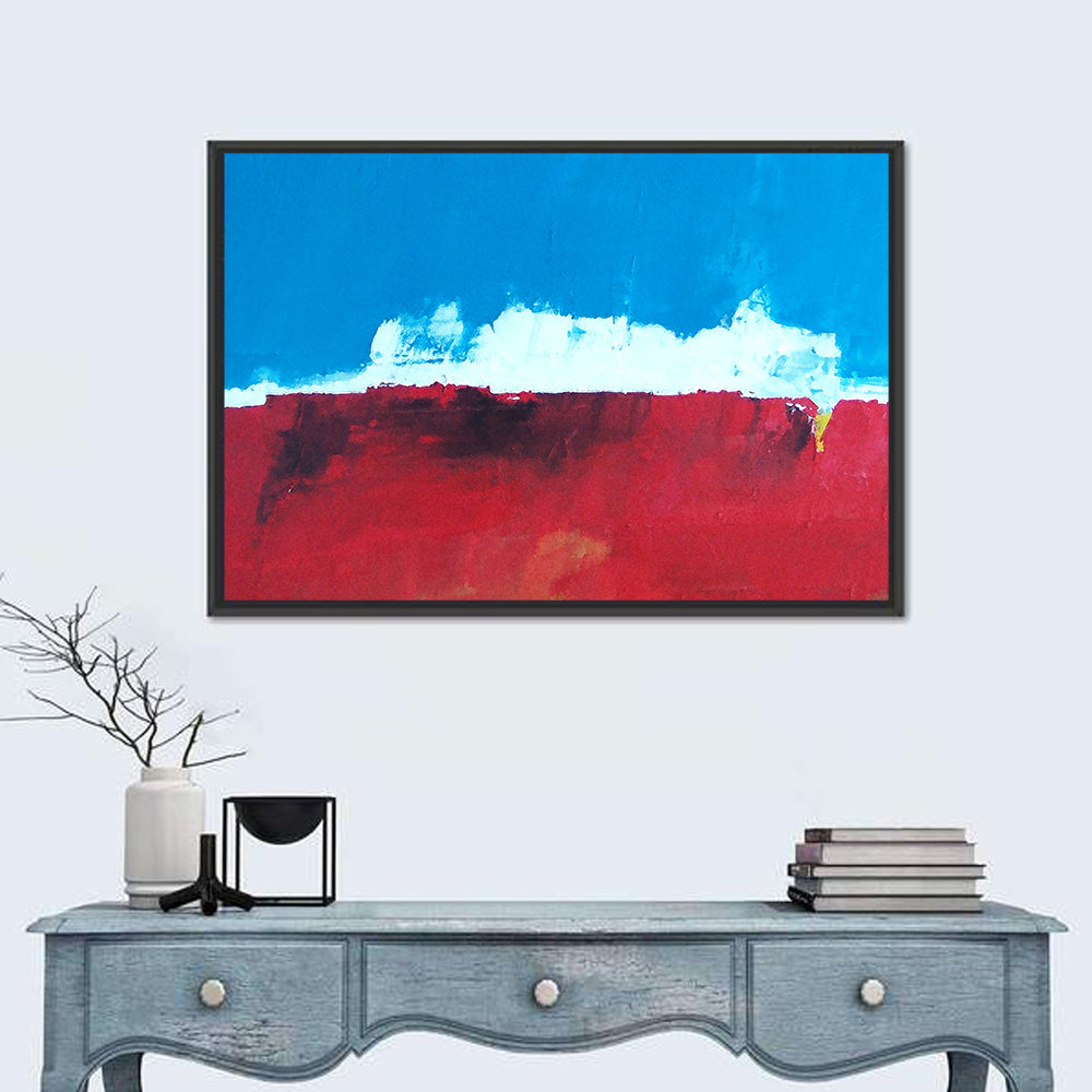Ocean Horizon Abstract Wall Art in a room, landscape