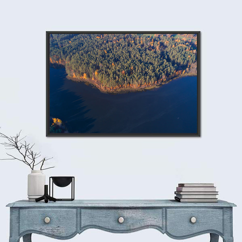 Lake Dolysets Aerial View Wall Art in a room, landscape
