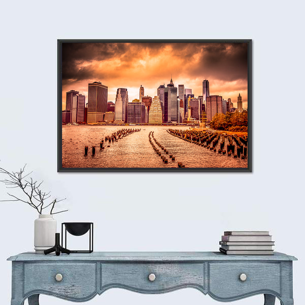 Lower Manhattan Financial District Wall Art in a room, landscape